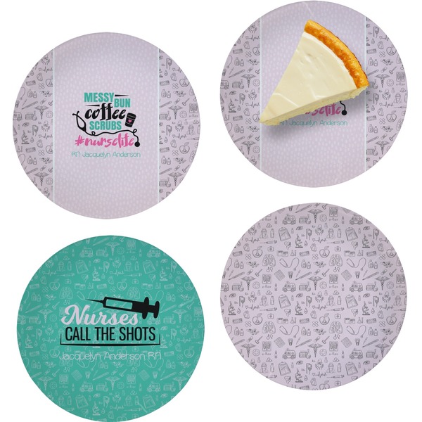 Custom Nursing Quotes Set of 4 Glass Appetizer / Dessert Plate 8" (Personalized)