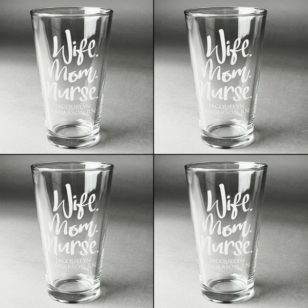 Nursing Quotes Set of Four Engraved Beer Glasses - Individual View