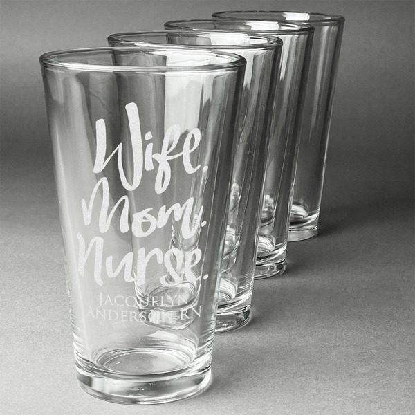 Custom Nursing Quotes Pint Glasses - Engraved (Set of 4) (Personalized)