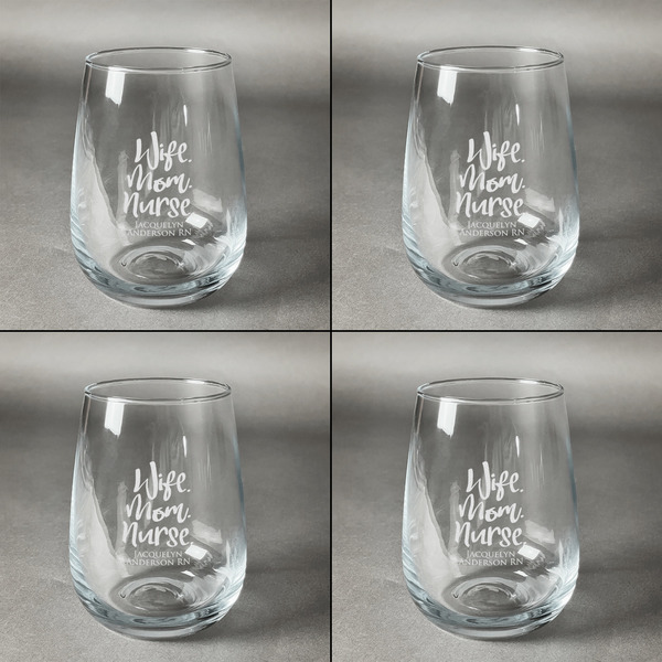Nursing Quotes Set of Four Personalized Stemless Wineglasses (Approval)