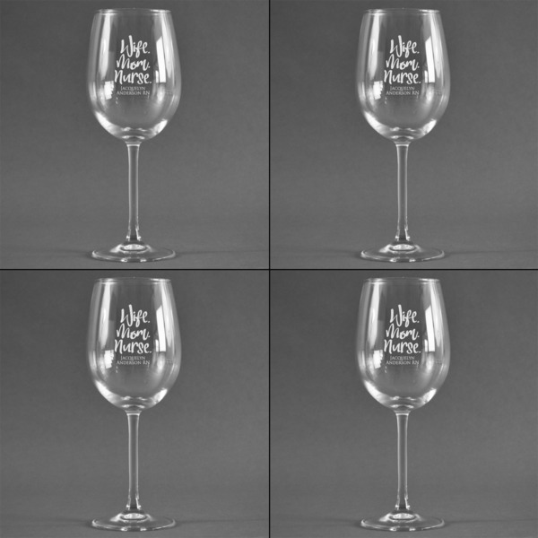 Nursing Quotes Set of Four Personalized Wineglasses (Approval)