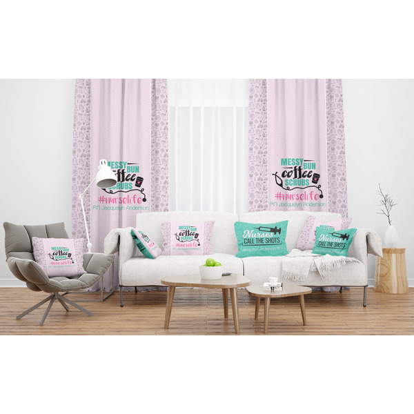 Nursing Quotes Sheer and Custom Curtains in Room with Matching Pillows