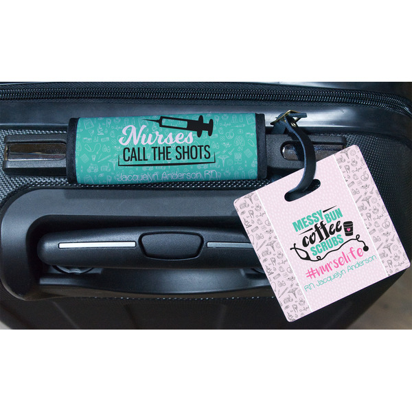 Nursing Quotes Square Luggage Tag & Handle Wrap - In Context