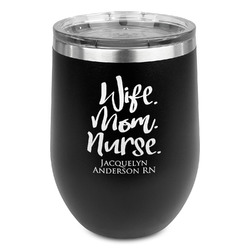 Nursing Quotes Stemless Stainless Steel Wine Tumbler - Black - Double Sided (Personalized)