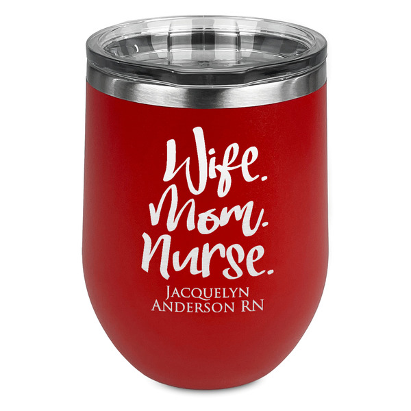 Custom Nursing Quotes Stemless Stainless Steel Wine Tumbler - Red - Double Sided (Personalized)