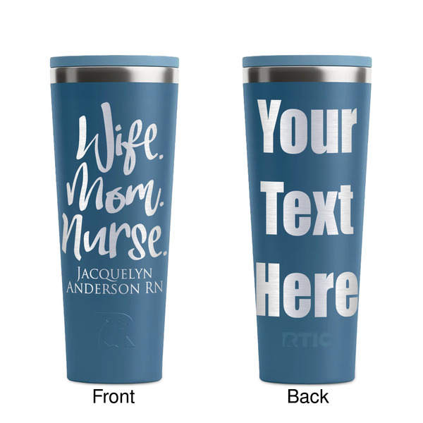 Nursing Quotes Steel Blue RTIC Everyday Tumbler - 28 oz. - Front and Back