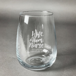 Nursing Quotes Stemless Wine Glass (Single) (Personalized)