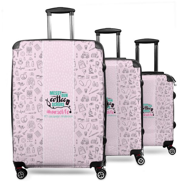 Custom Nursing Quotes 3 Piece Luggage Set - 20" Carry On, 24" Medium Checked, 28" Large Checked (Personalized)
