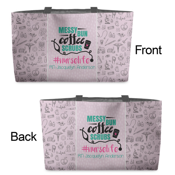 Nursing Quotes Tote w/Black Handles - Front & Back Views