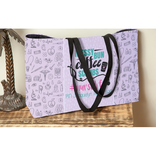Nursing Quotes Tote w/Black Handles - Lifestyle View