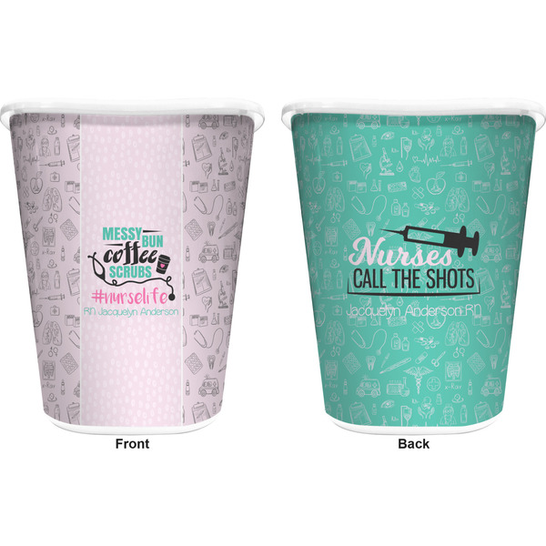 Nursing Quotes Trash Can White - Front and Back - Apvl