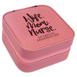 Nursing Quotes Travel Jewelry Boxes - Pink Leather (Personalized)
