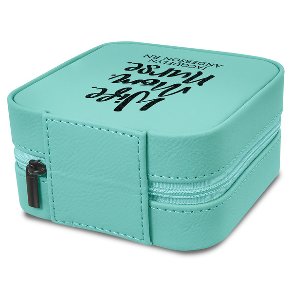 Nursing Quotes Travel Jewelry Boxes - Leather - Teal - View from Rear