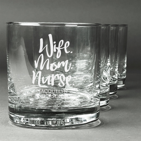 Custom Nursing Quotes Whiskey Glasses (Set of 4) (Personalized)