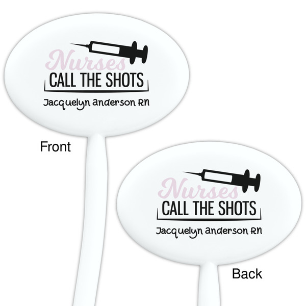 Nursing Quotes White Plastic 7" Stir Stick - Double Sided - Oval - Front & Back