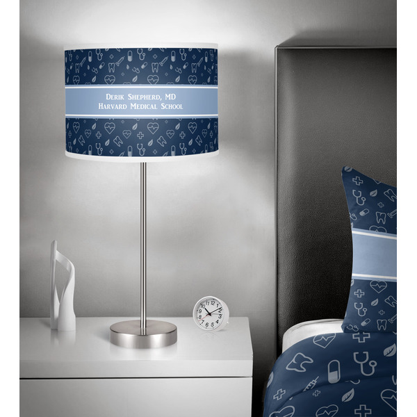 Medical Doctor 13 inch drum lamp shade - in room