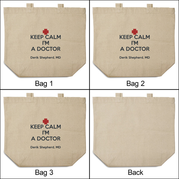 Medical Doctor 3 Reusable Cotton Grocery Bags - Front & Back View