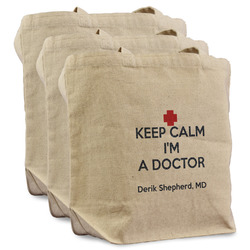 Medical Doctor Reusable Cotton Grocery Bags - Set of 3 (Personalized)