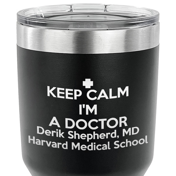 Medical Doctor 30 oz Stainless Steel Ringneck Tumbler - Black - CLOSE UP