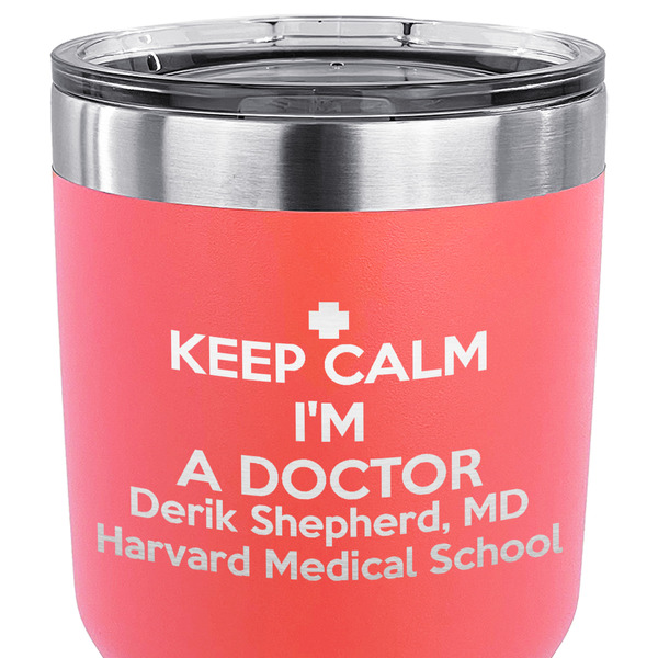 Medical Doctor 30 oz Stainless Steel Ringneck Tumbler - Coral - CLOSE UP