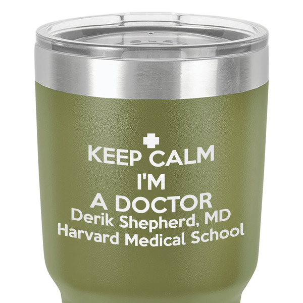Medical Doctor 30 oz Stainless Steel Ringneck Tumbler - Olive - Close Up