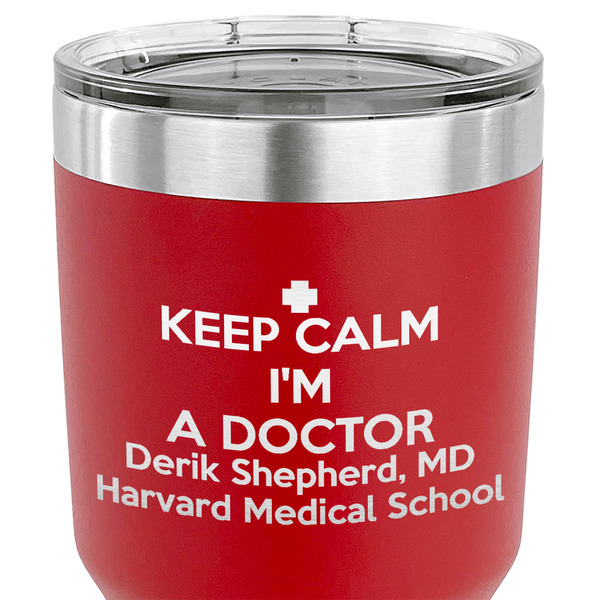 Medical Doctor 30 oz Stainless Steel Ringneck Tumbler - Red - CLOSE UP
