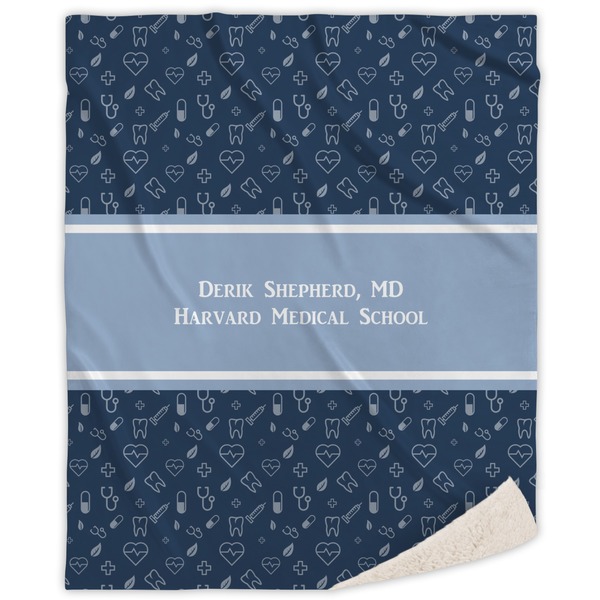 Custom Medical Doctor Sherpa Throw Blanket - 60"x80" (Personalized)