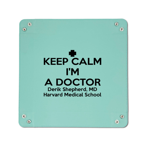 Medical Doctor 6" x 6" Teal Leatherette Snap Up Tray - APPROVAL