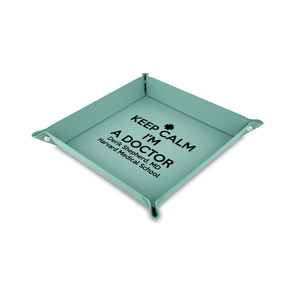 Custom Medical Doctor Faux Leather Dice Tray - 6" x 6" - Teal (Personalized)