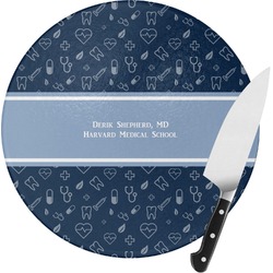 Medical Doctor Round Glass Cutting Board - Small (Personalized)