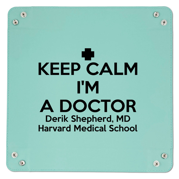 Medical Doctor 9" x 9" Teal Leatherette Snap Up Tray - APPROVAL