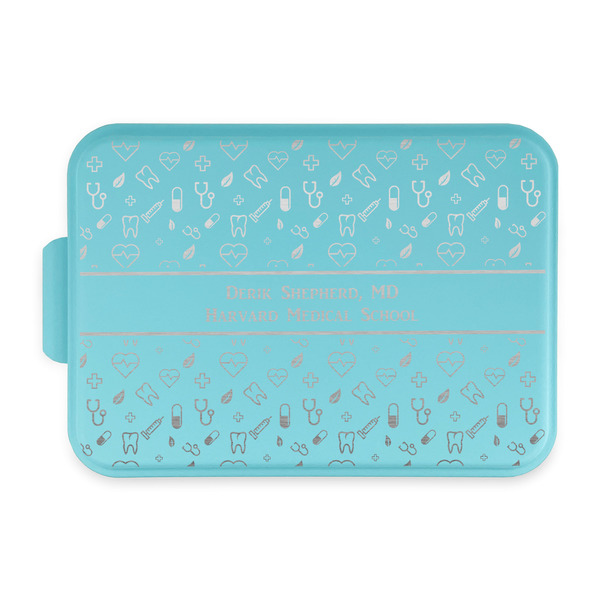 Custom Medical Doctor Aluminum Baking Pan with Teal Lid (Personalized)