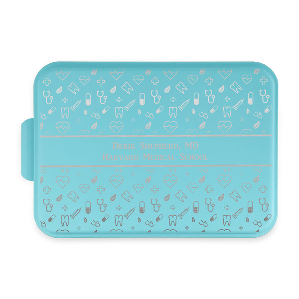 Custom Medical Doctor Aluminum Baking Pan with Teal Lid (Personalized)
