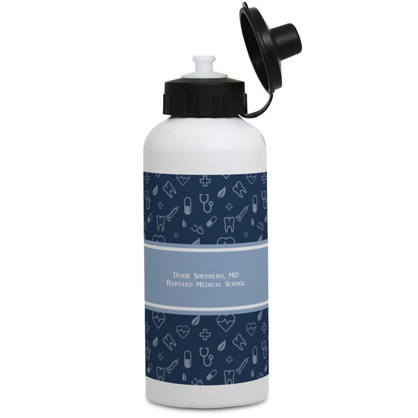 Custom Medical Doctor Water Bottles - Aluminum - 20 oz - White (Personalized)
