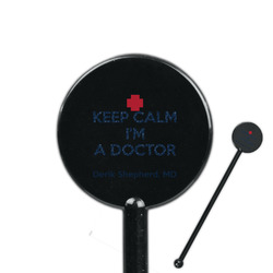 Medical Doctor 5.5" Round Plastic Stir Sticks - Black - Double Sided (Personalized)