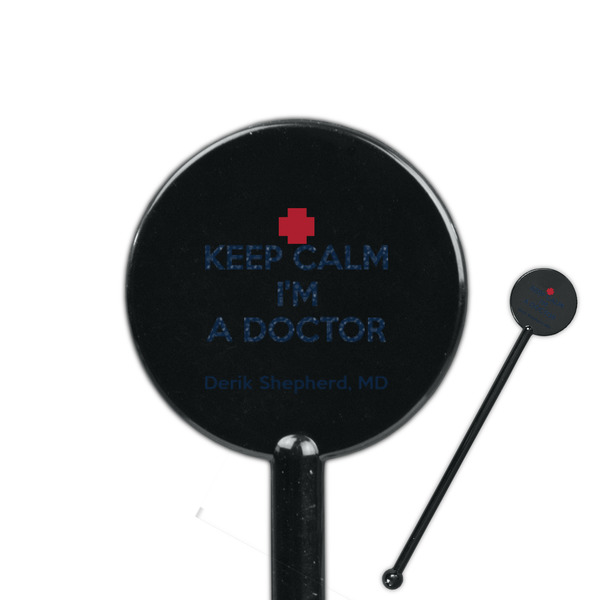 Custom Medical Doctor 5.5" Round Plastic Stir Sticks - Black - Double Sided (Personalized)