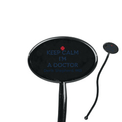Medical Doctor 7" Oval Plastic Stir Sticks - Black - Single Sided (Personalized)