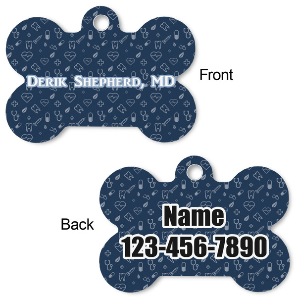 Medical Doctor Bone Shaped Dog Tag - Front & Back