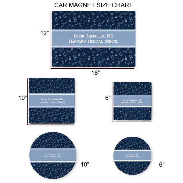 Medical Doctor Car Magnets - SIZE CHART