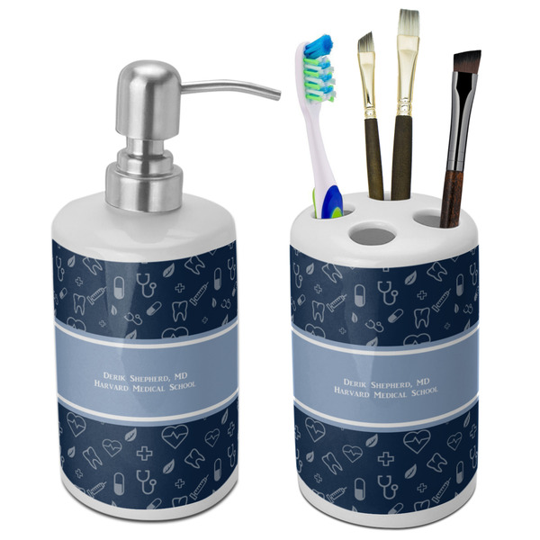 Custom Medical Doctor Ceramic Bathroom Accessories Set (Personalized)