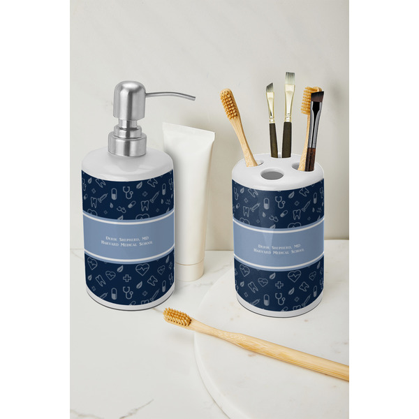 Medical Doctor Ceramic Bathroom Accessories - LIFESTYLE (toothbrush holder & soap dispenser)