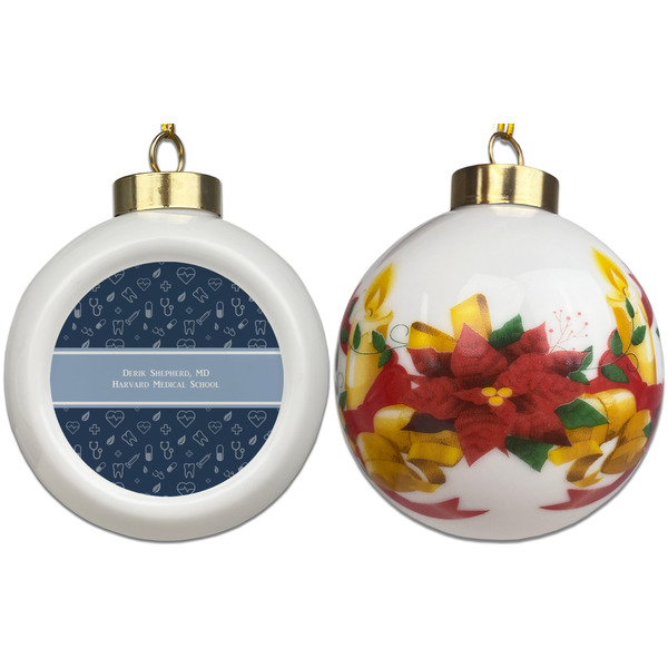 Medical Doctor Ceramic Christmas Ornament - Poinsettias (APPROVAL)