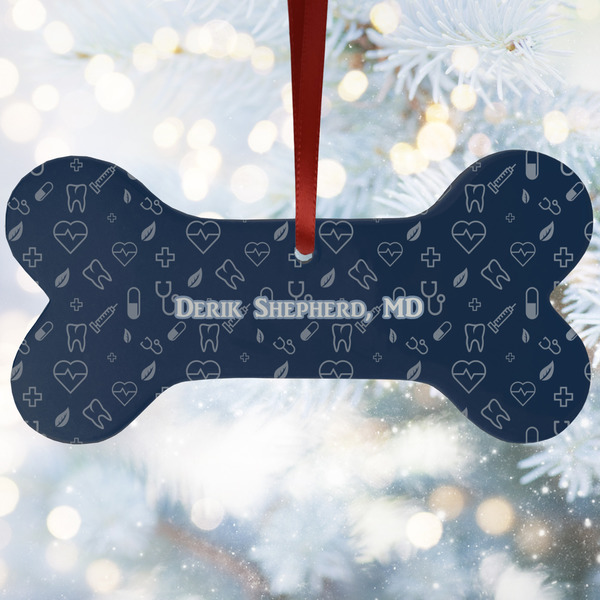 Custom Medical Doctor Ceramic Dog Ornament w/ Name or Text