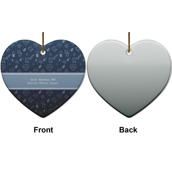Medical Doctor Ceramic Flat Ornament - Heart Front & Back (APPROVAL)