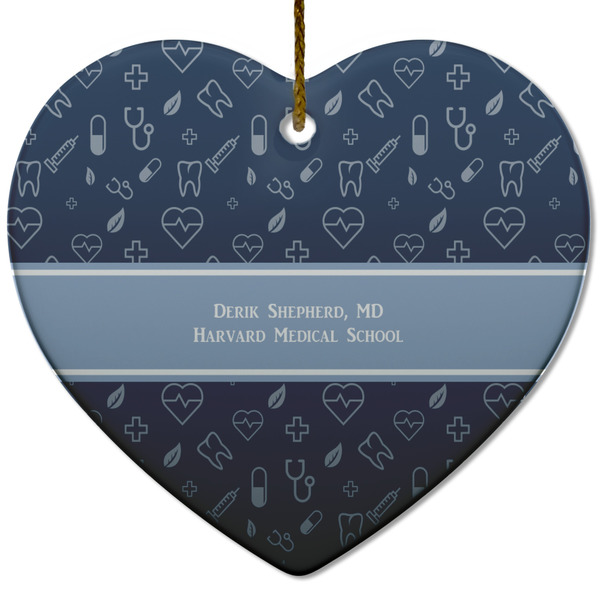 Medical Doctor Ceramic Flat Ornament - Heart (Front)