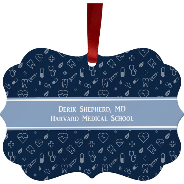 Custom Medical Doctor Metal Frame Ornament - Double Sided w/ Name or Text