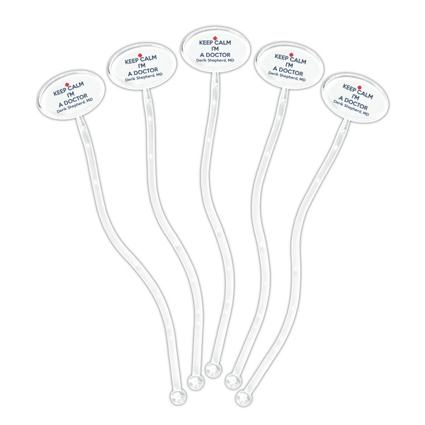 Medical Doctor Clear Plastic 7" Stir Stick - Oval - Fan