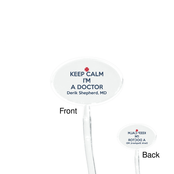 Medical Doctor Clear Plastic 7" Stir Stick - Oval - Front & Back