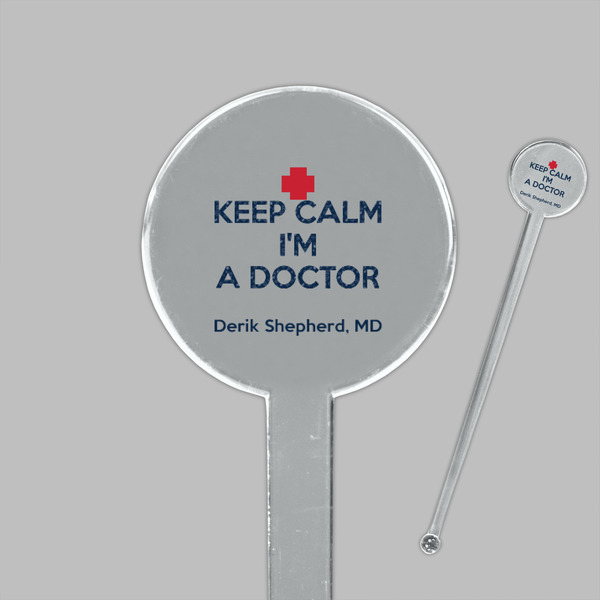 Medical Doctor Clear Plastic 7" Stir Stick - Round - Closeup
