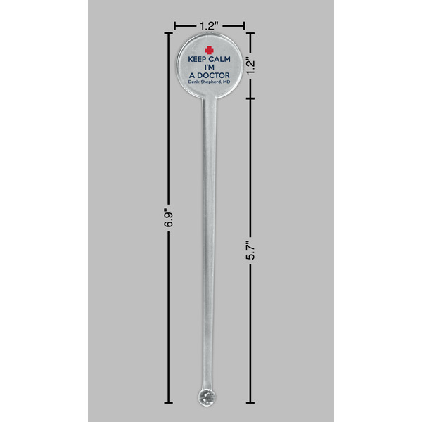 Medical Doctor Clear Plastic 7" Stir Stick - Round - Dimensions